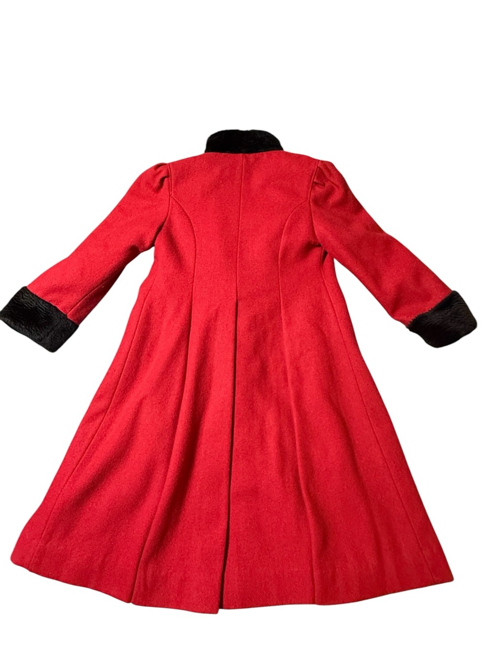VTG Rothschild Red Wool Princess Coat Sz 8 Black Faux Fur Trim Frog Closure USA - Picture 8 of 8